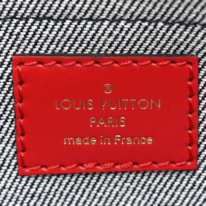 Louis Vuitton Denim Damier Monogram Patchwork Multi Pochette Accessories Blue Rouge 8 of 10