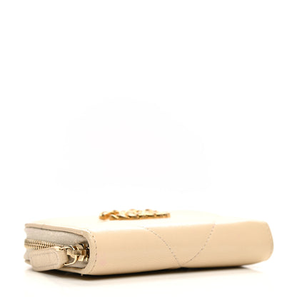 Chanel Lambskin Quilted 19 Zip Around Coin Purse Wallet Beige 4 of 8