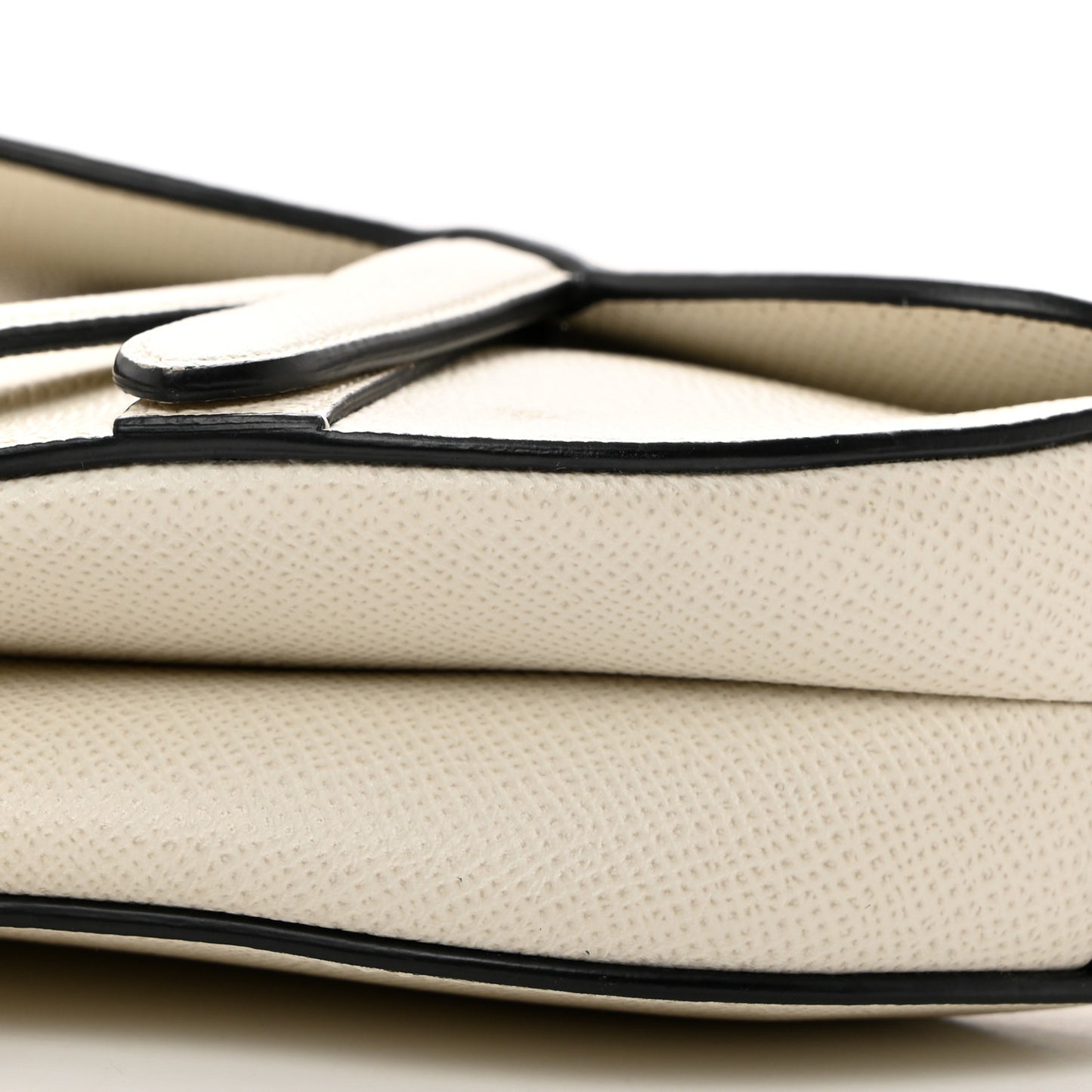 Grained Calfskin Mini Saddle Bag White