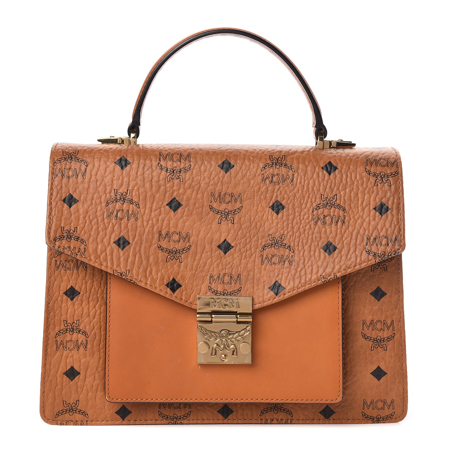 Visetos Medium Patricia Pocket Satchel Cognac