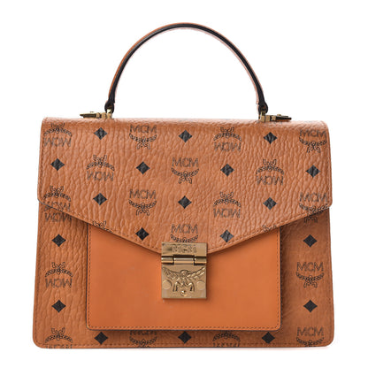 MCM Visetos Medium Patricia Pocket Satchel Cognac 1 of 13
