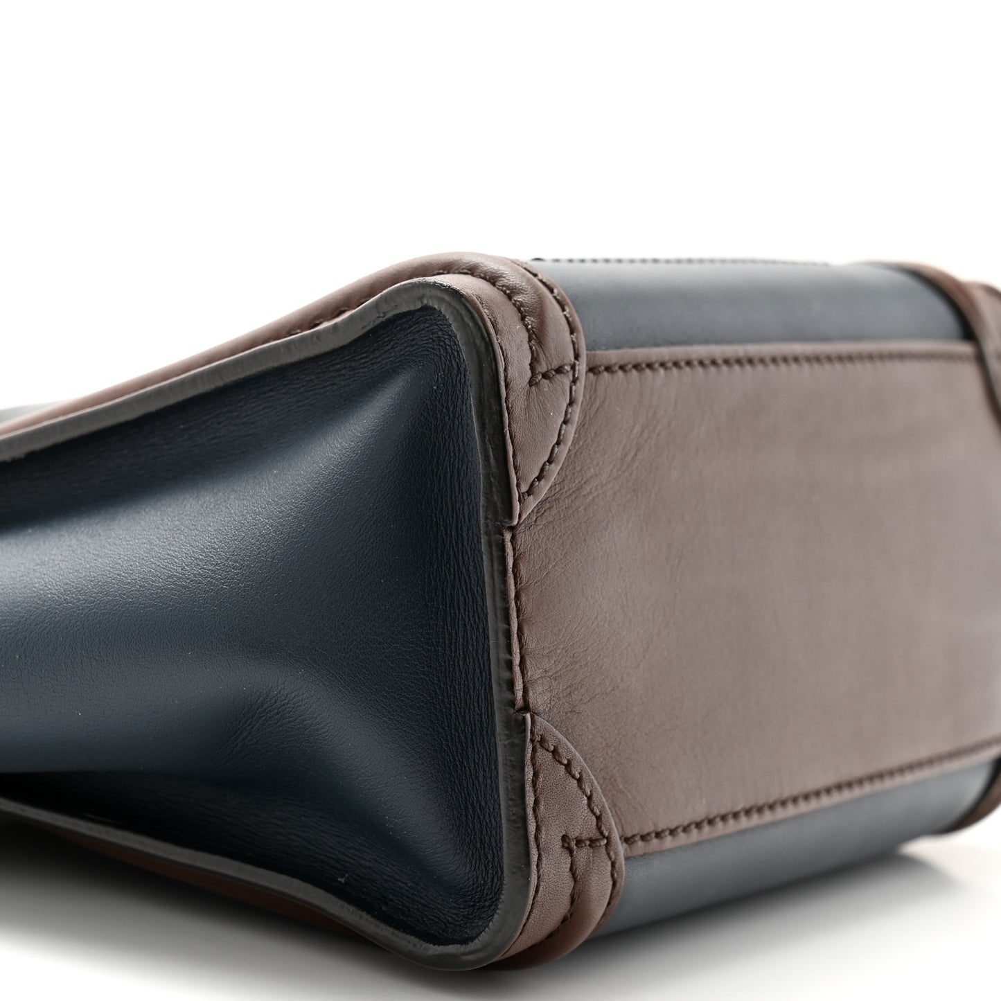 Smooth Drummed Calfskin Nano Tri-Color Luggage Navy