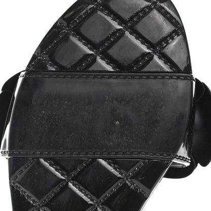 Chanel Patent Quilted Camellia Sandal 38 Black 13 of 14