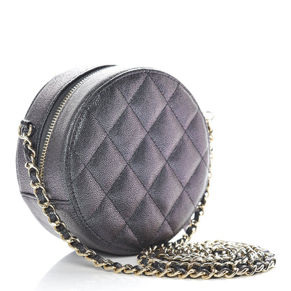 Chanel Iridescent Caviar Quilted Round Clutch With Chain Black 2 of 9