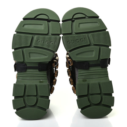 Gucci X SEGA Mesh Suede Calfskin Removable Crystals Flashtrek Sneakers 37.5 Loess Black Olive Green 5 of 6