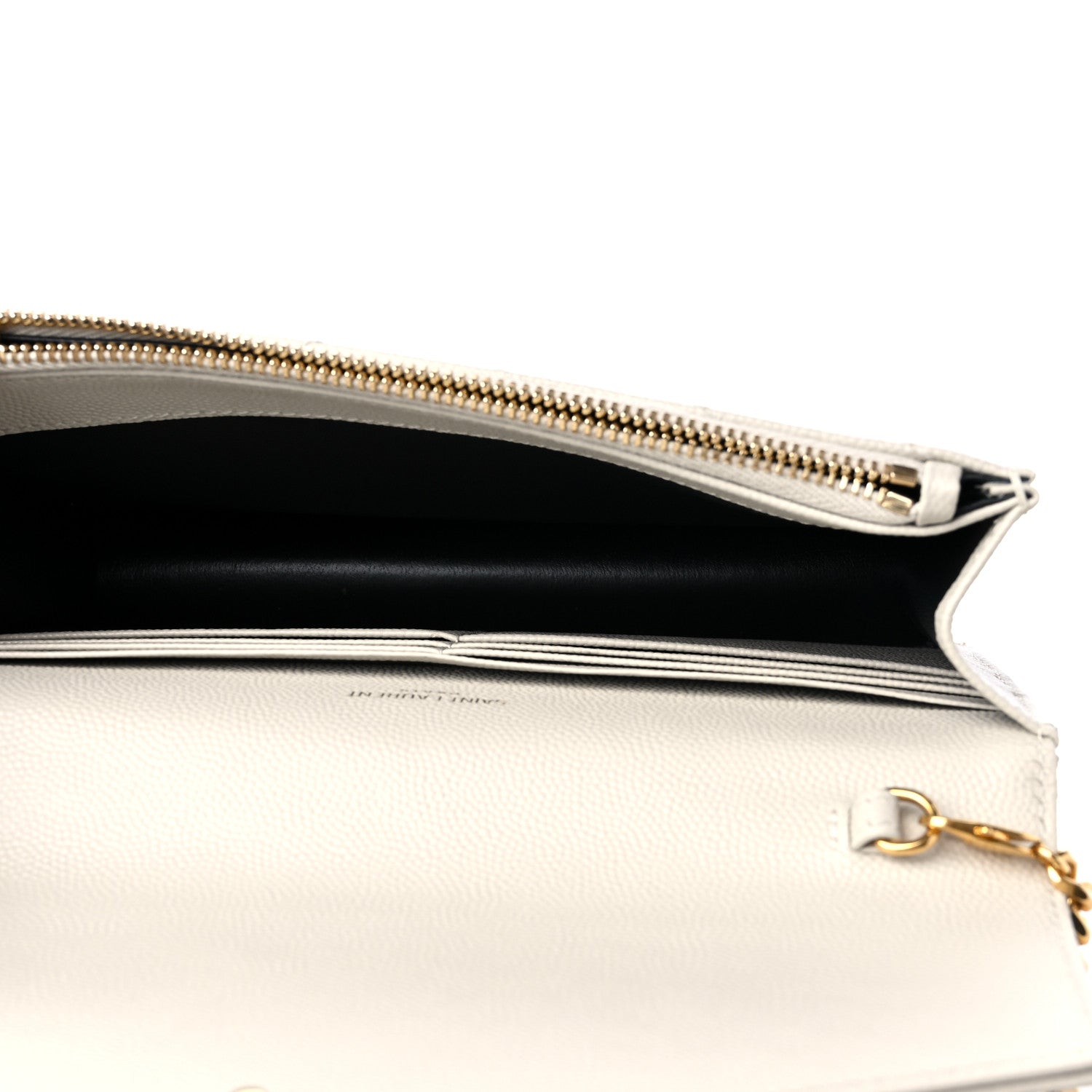 Saint Laurent Grain De Poudre Matelasse Chevron Cassandre Envelope Chain Wallet Crema Soft 5 of 11