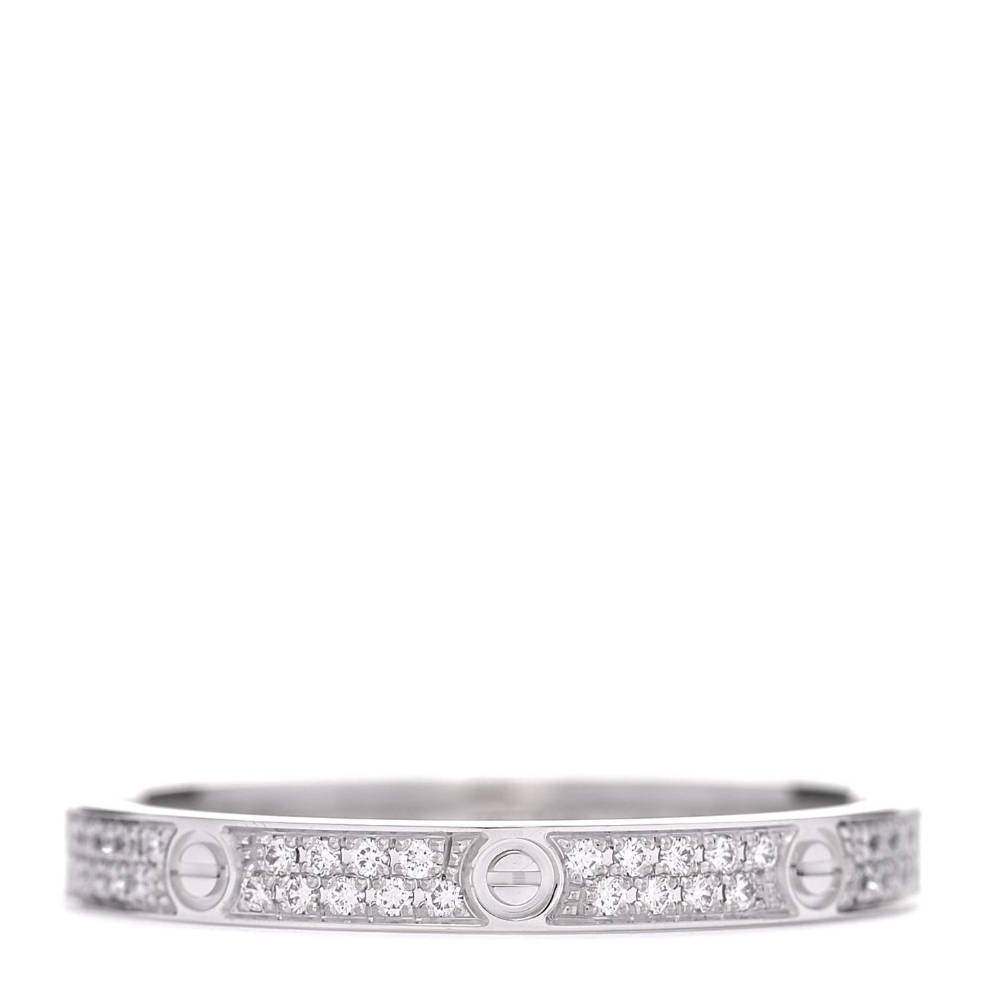 18K White Gold Diamond 2.6mm LOVE Paved Band Ring 58 8.5