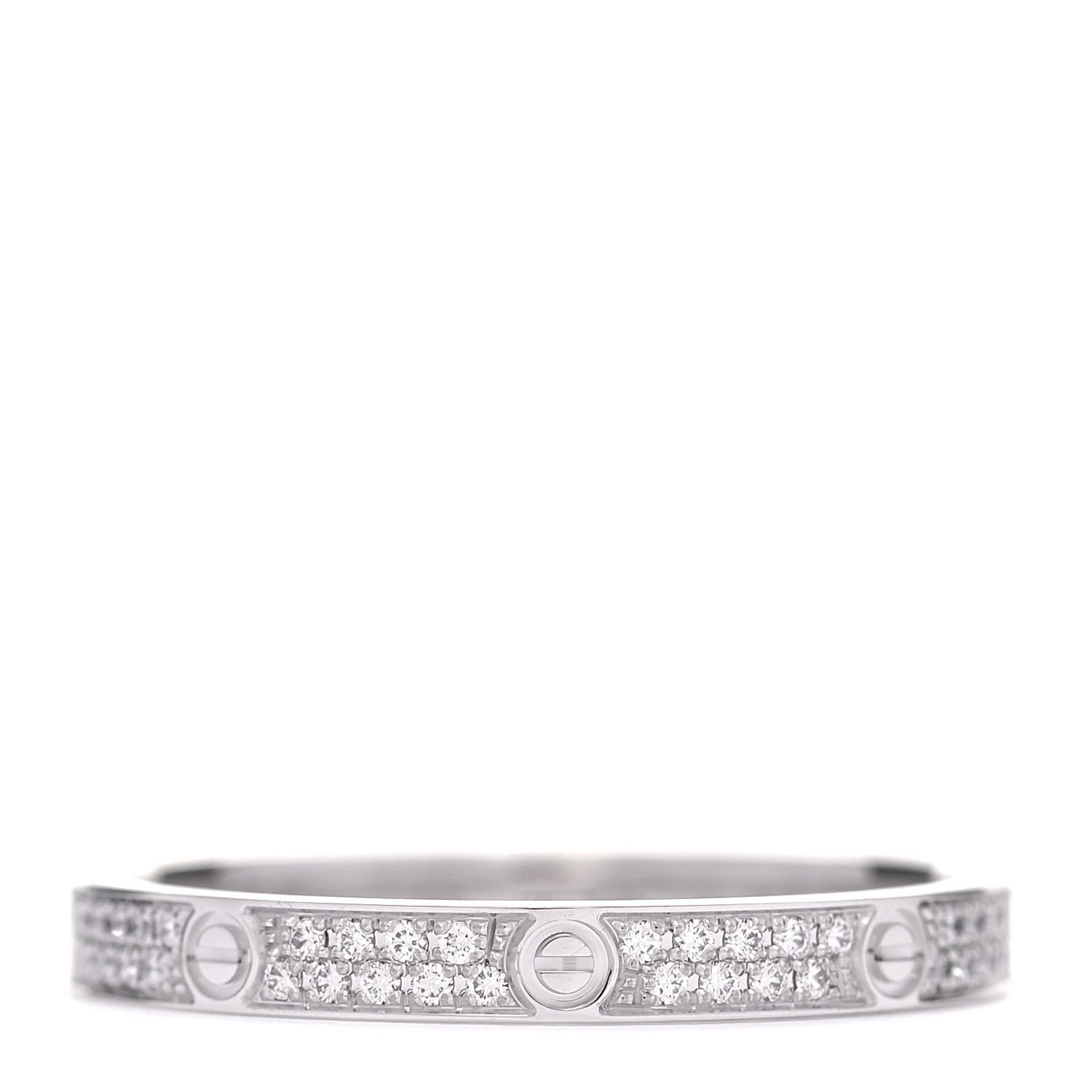 Cartier 18K White Gold Diamond 2.6mm LOVE Paved Band Ring 58 8.5 1 of 6