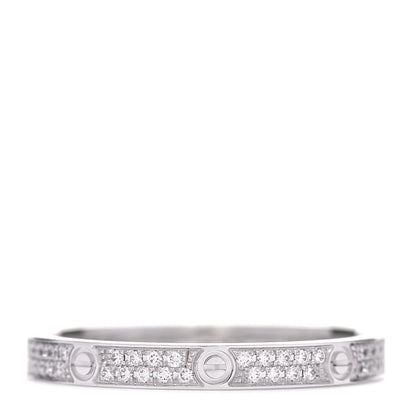 Cartier 18K White Gold Diamond 2.6mm LOVE Paved Band Ring 58 8.5 1 of 6
