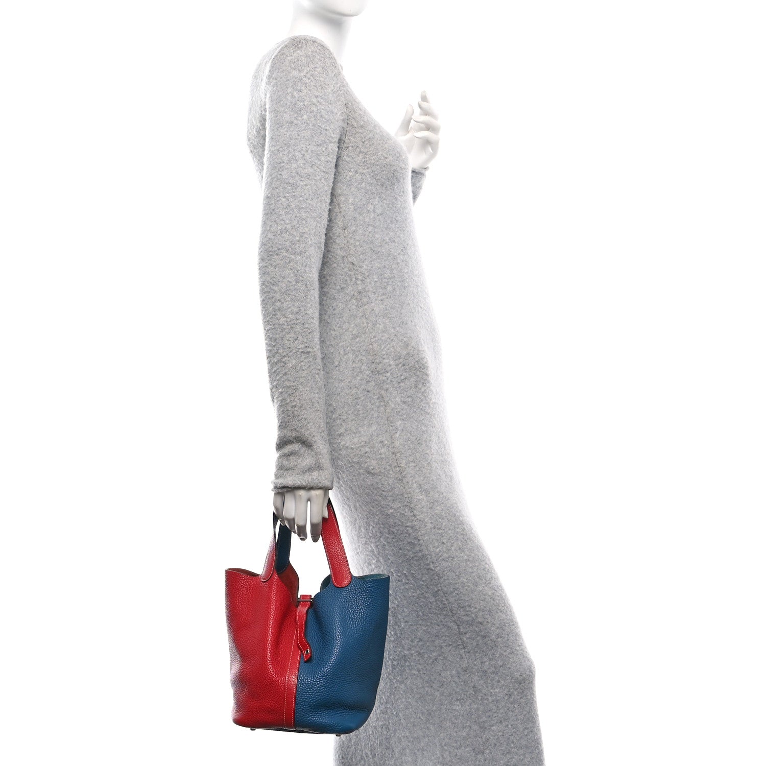 Hermes Taurillon Clemence Picotin Lock 22 MM Rouge Casaque Bleu Thalassa 2 of 12
