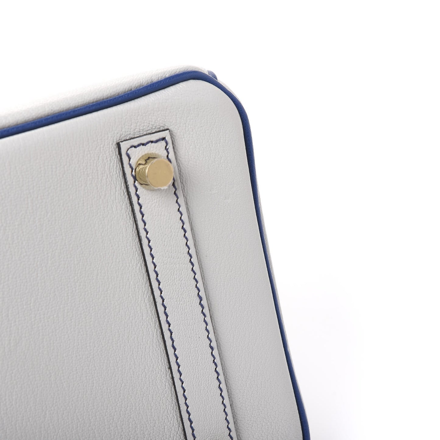Chevre Mysore Bi-Color Horseshoe Birkin 30 Gris Perle Bleu Electrique