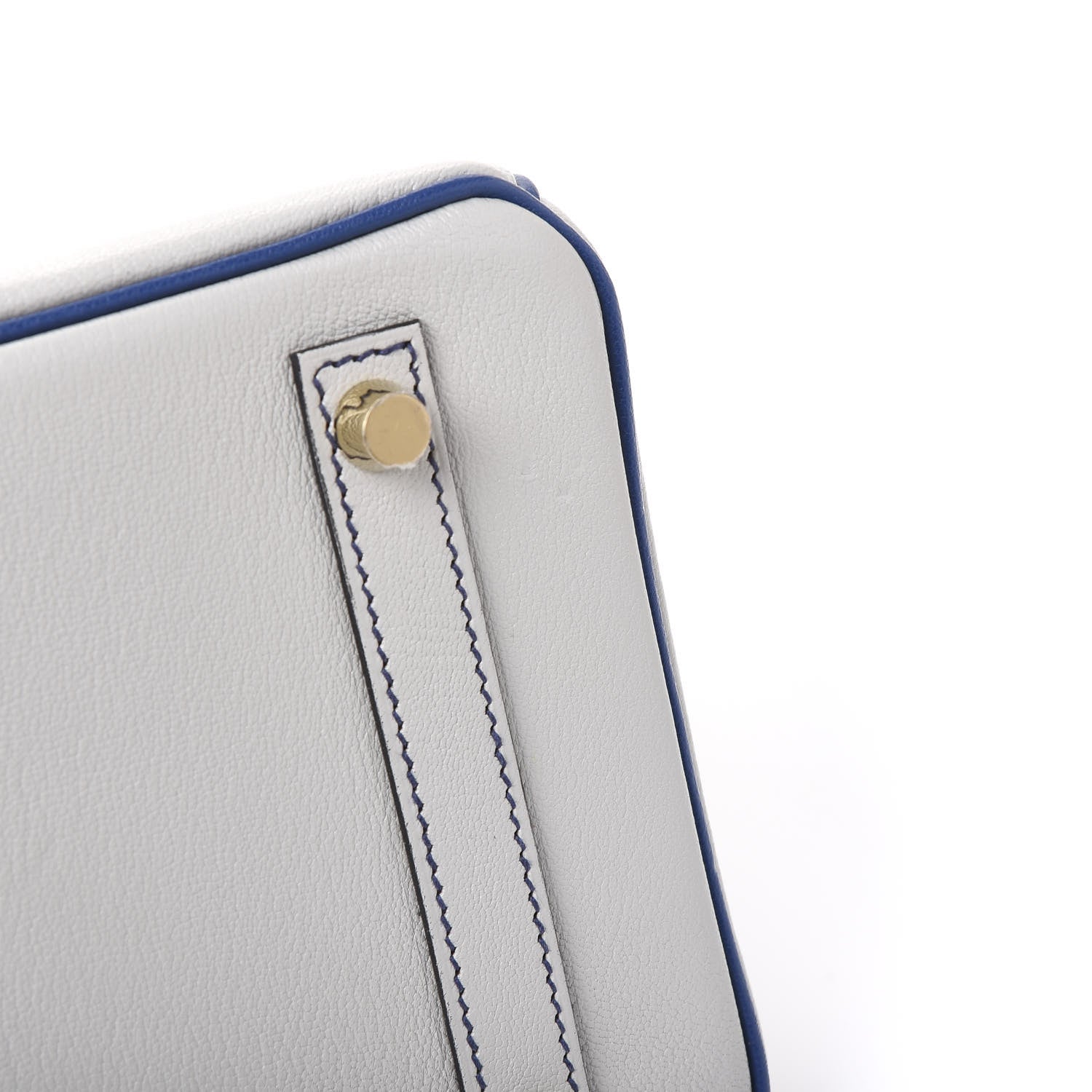 Hermes Chevre Mysore Bi-Color Horseshoe Birkin 30 Gris Perle Bleu Electrique 14 of 14