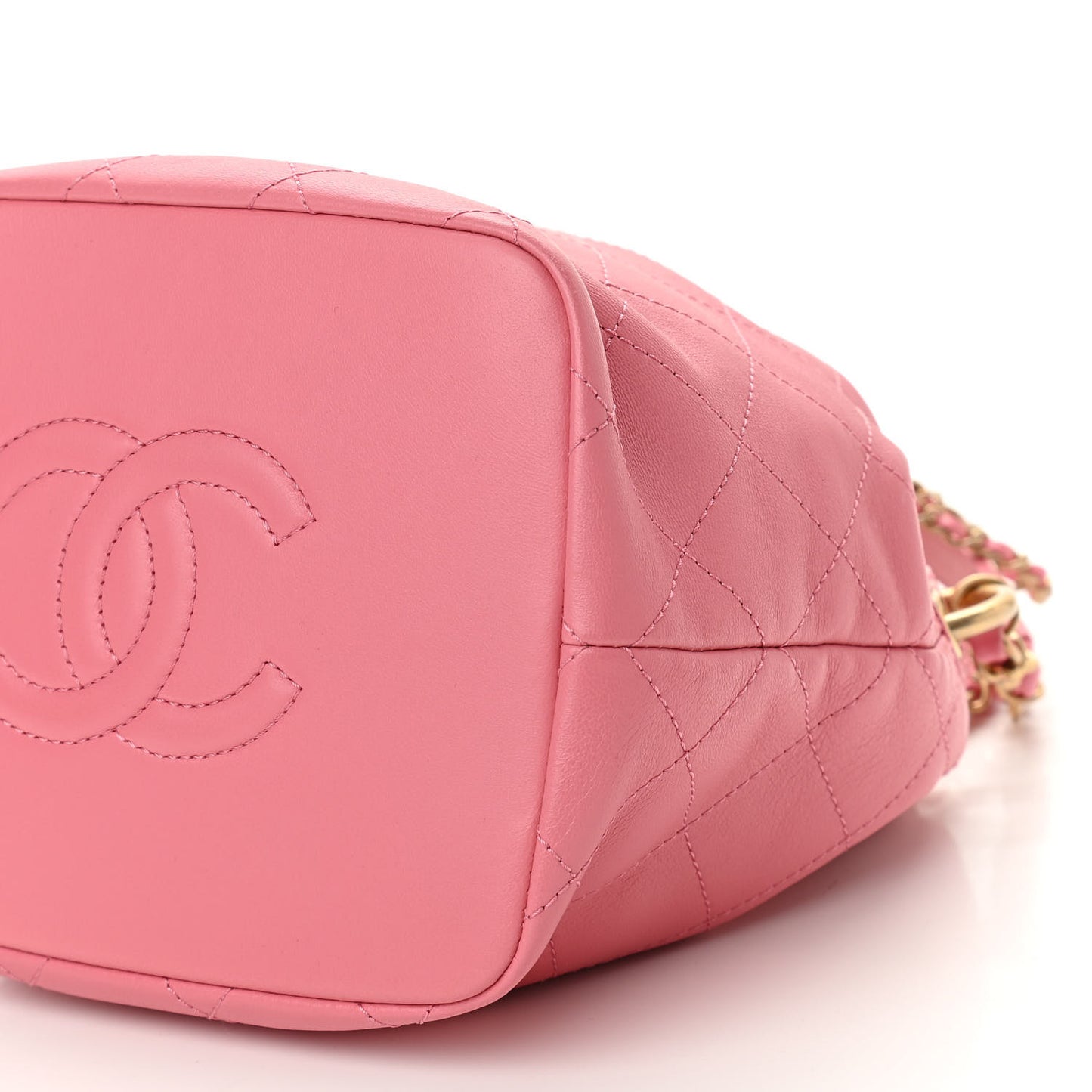 Lambskin Quilted Antique Signs Drawstring Bag Pink