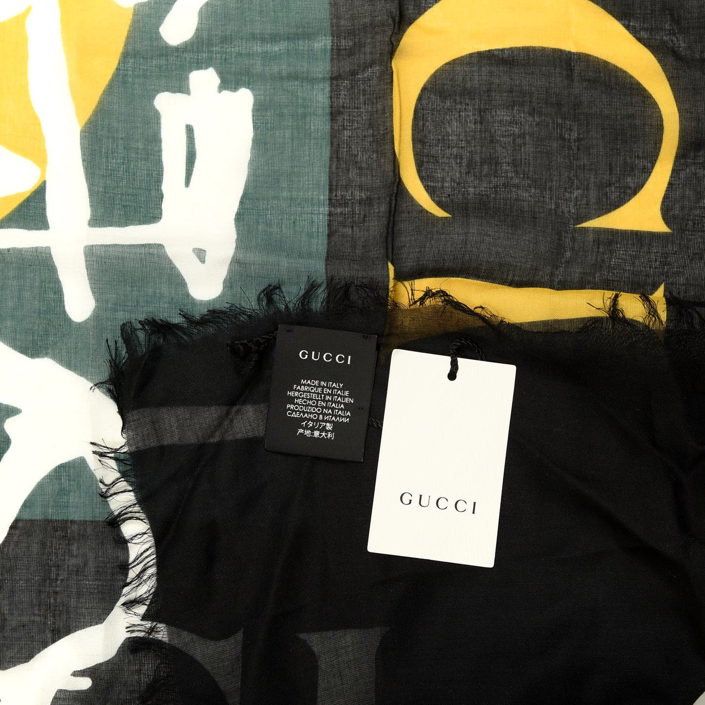 Modal Silk Coco Capitan Logo Square Scarf Black