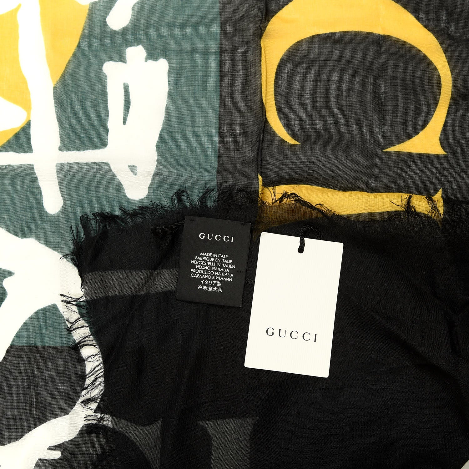 Gucci Modal Silk Coco Capitan Logo Square Scarf Black 4 of 4