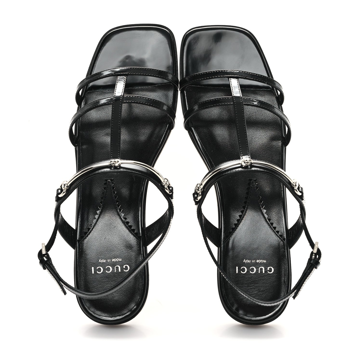 Calfskin Horsebit Divine Slingback Sandals 38 Black