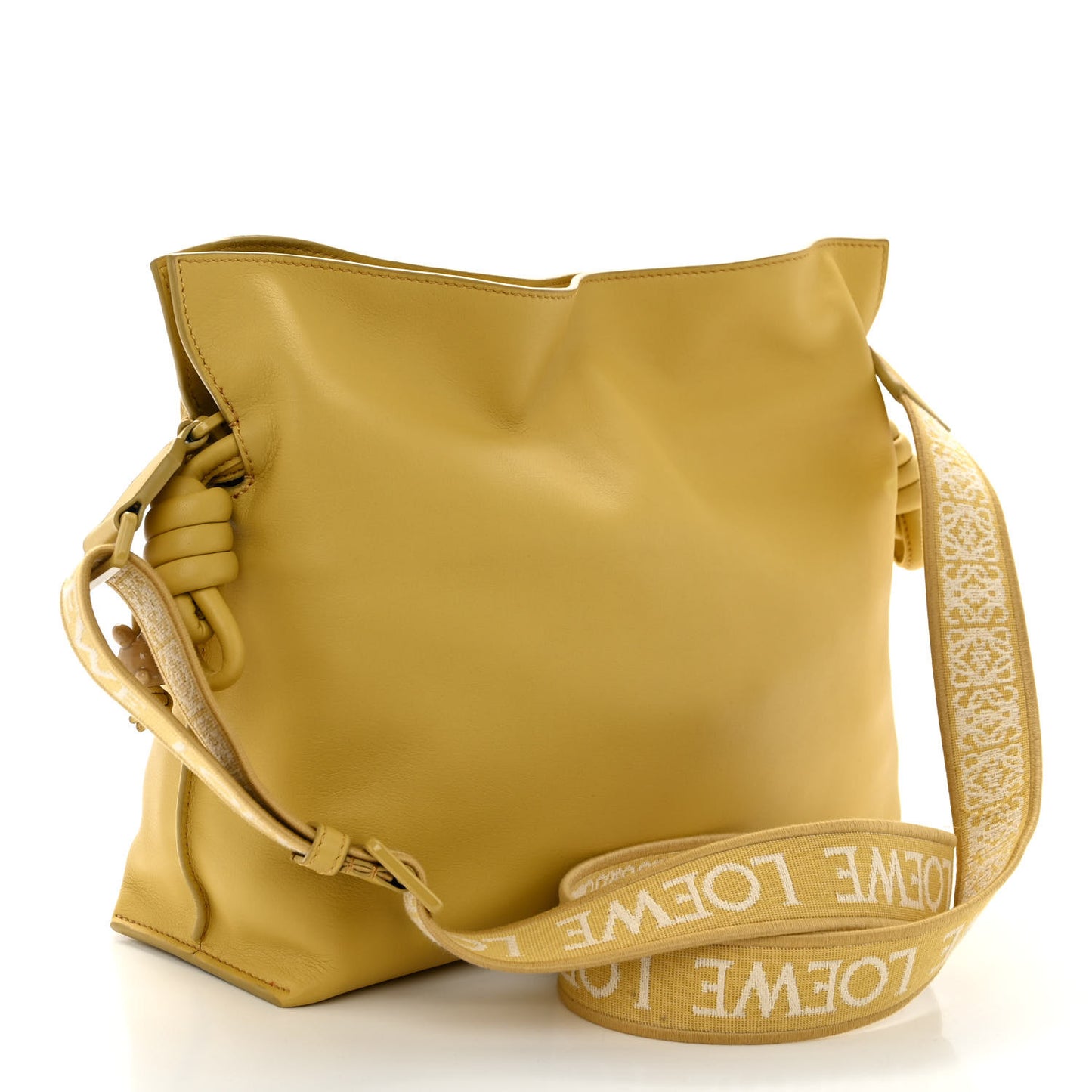 Calfskin Monochrome Flamenco Knot Clutch Pale Yellow Glaze
