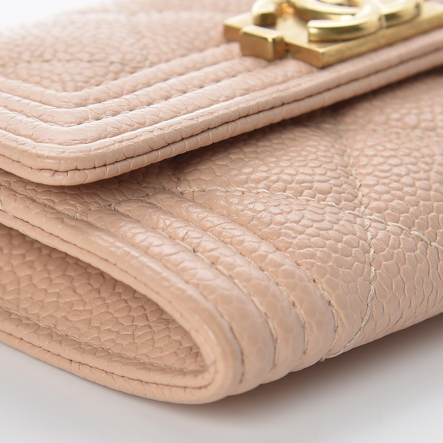 Chanel Caviar Quilted Boy Card Holder Wallet Light Beige 9 of 11