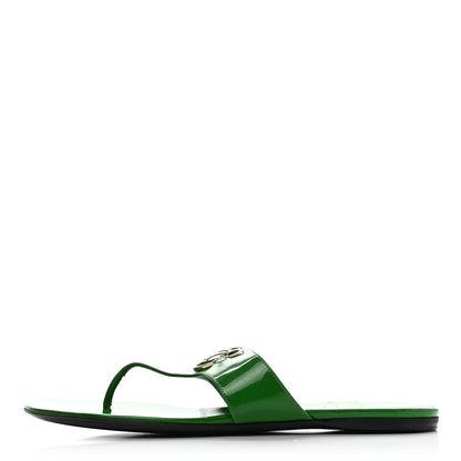 Gucci Patent Horsebit Thong Sandals 36.5 Green 1 of 11