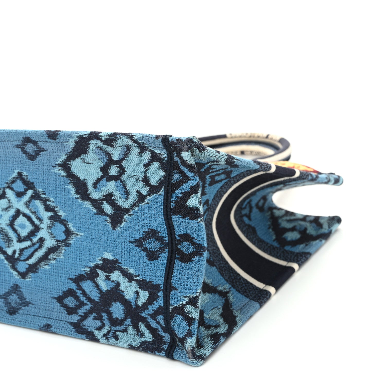 Christian Dior Canvas Embroidered Paisley Medium Book Tote Blue Multicolor 10 of 12