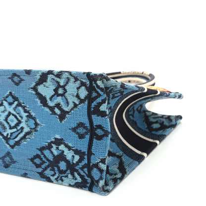 Christian Dior Canvas Embroidered Paisley Medium Book Tote Blue Multicolor 10 of 12