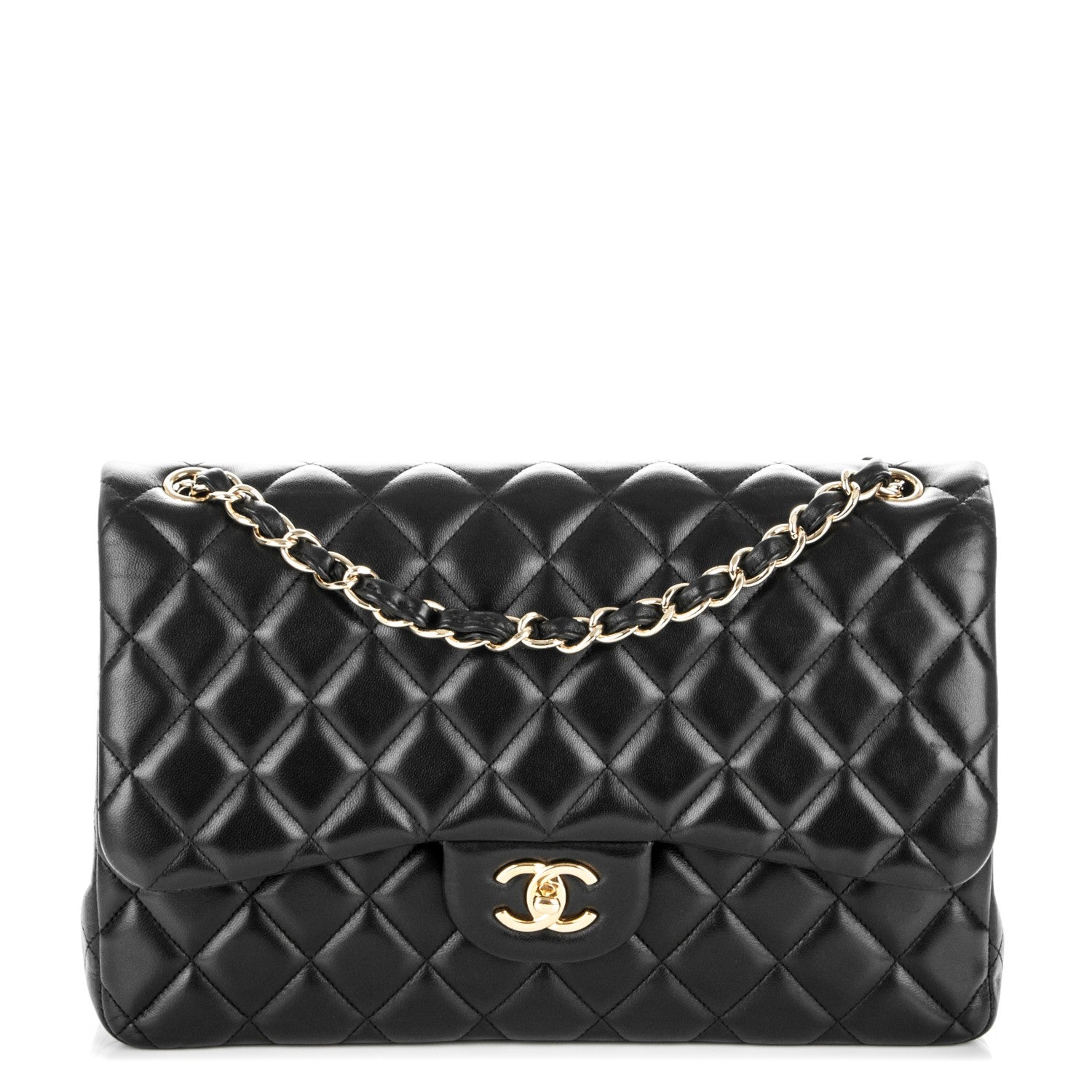 Chanel Lambskin Quilted Jumbo Double Flap Black 1 of 7