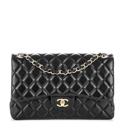 Chanel Lambskin Quilted Jumbo Double Flap Black 1 of 7
