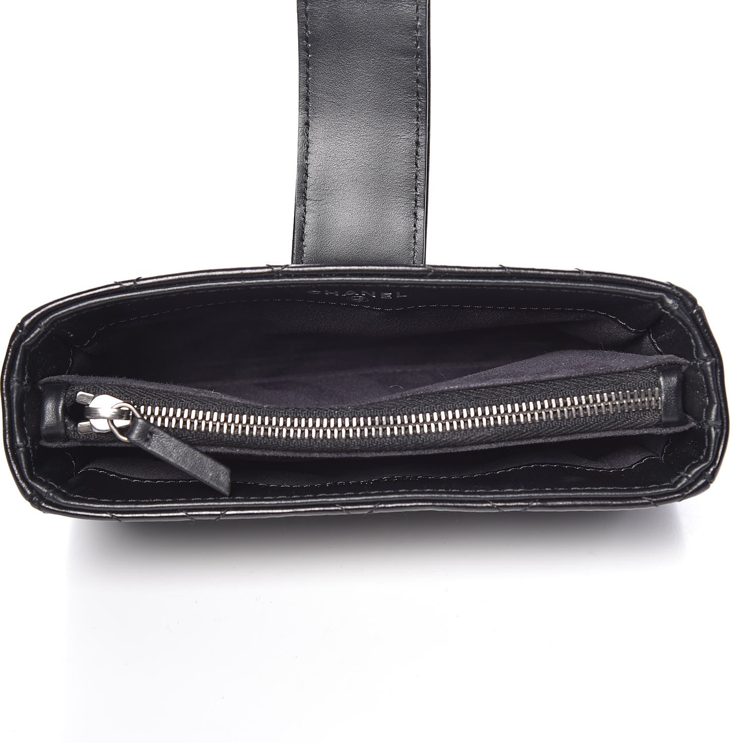 Chanel Glazed Calfskin Quilted Mini Phone Holder Clutch Black 5 of 9