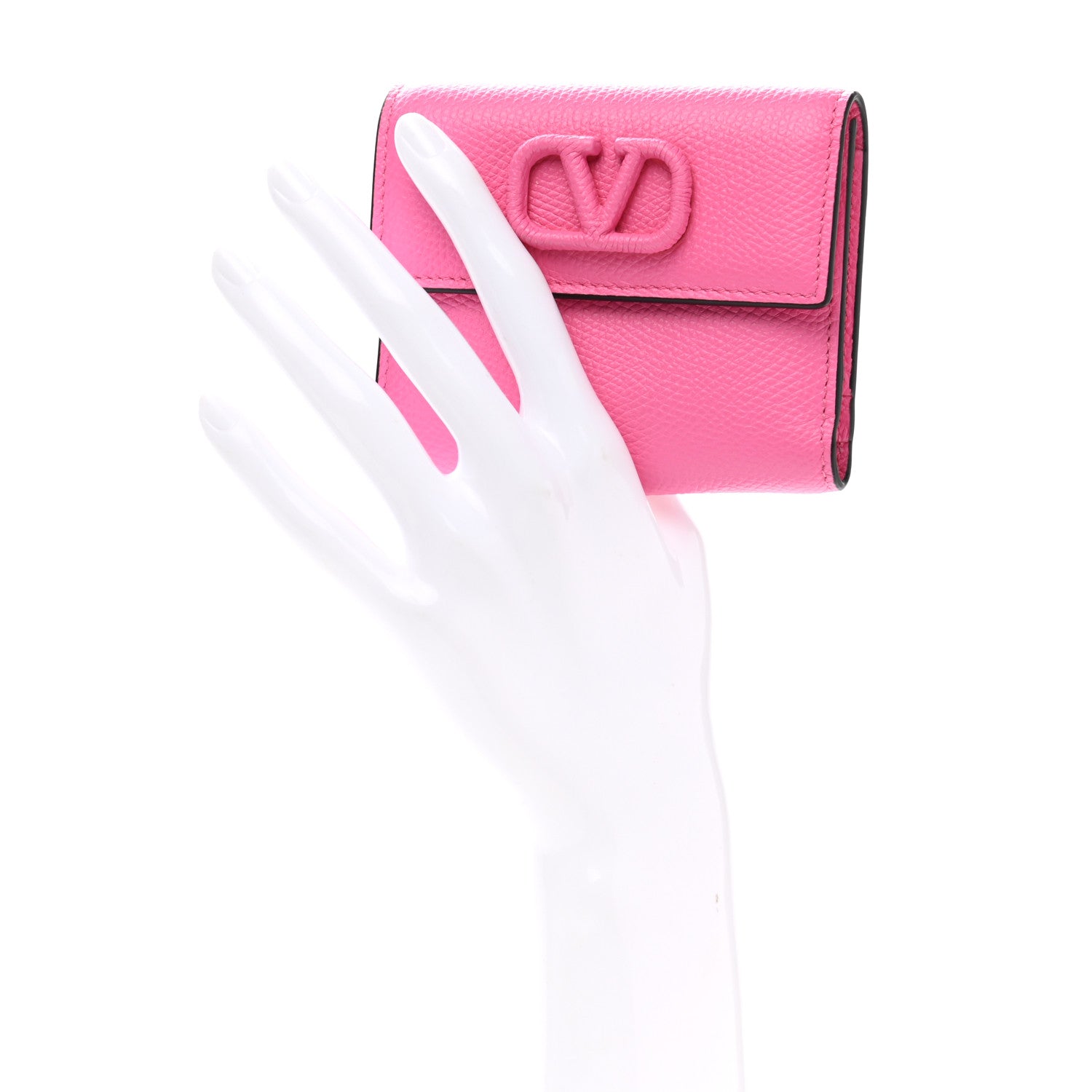 Valentino Garavani Grainy Calfskin VSling Compact Wallet Feminine Pink 2 of 9