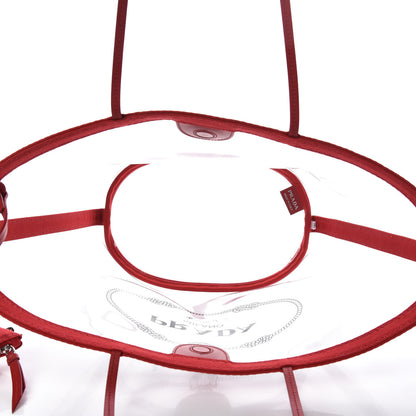 Prada Plexiglass Calfskin Small Shopper Tote Rosso 5 of 9