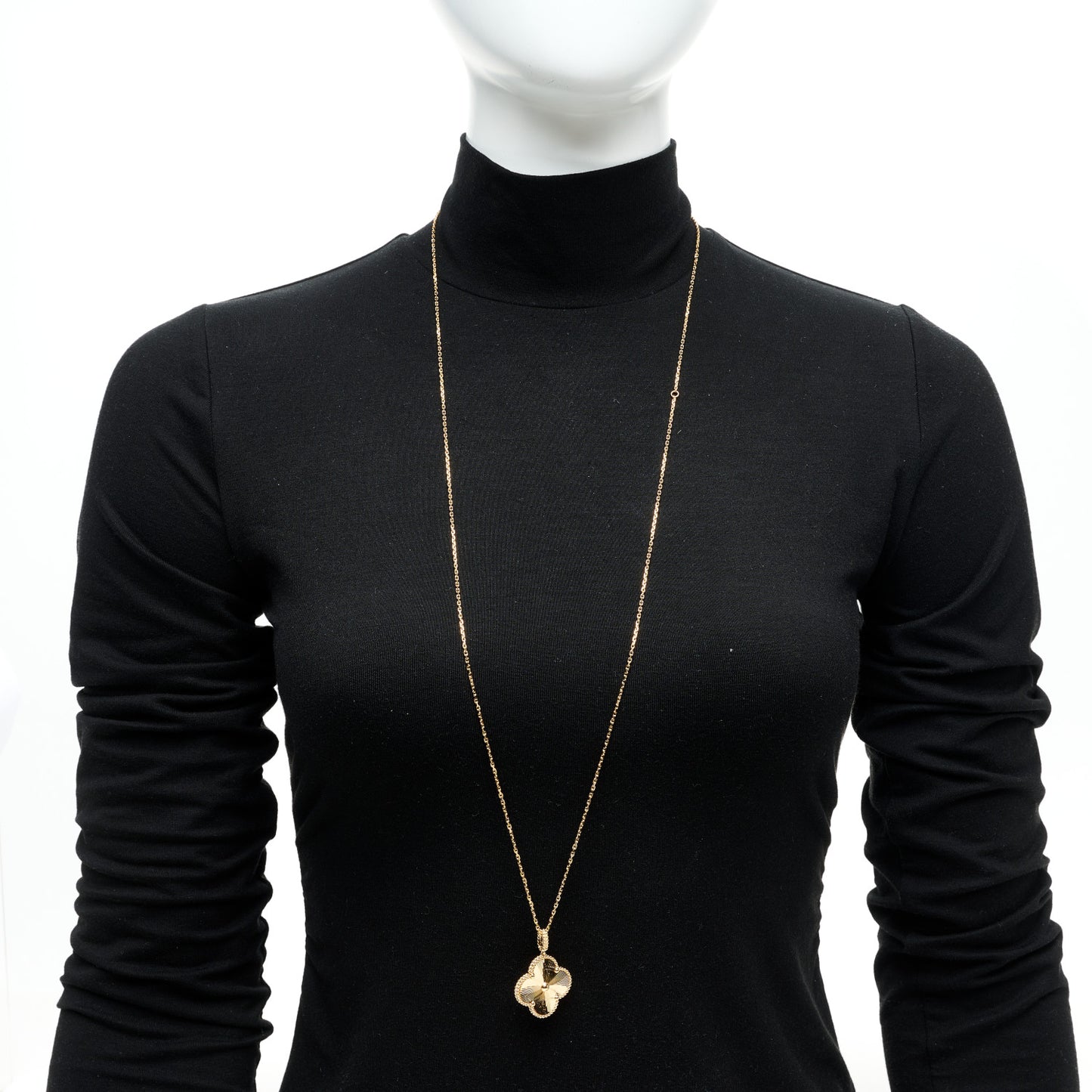 18K Yellow Gold Guilloche Magic Alhambra Long Necklace