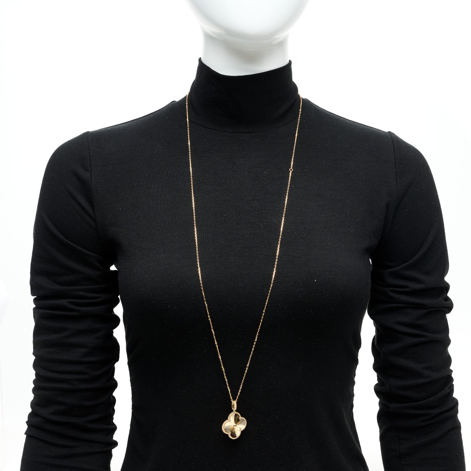 Van Cleef & Arpels 18K Yellow Gold Guilloche Magic Alhambra Long Necklace 2 of 5