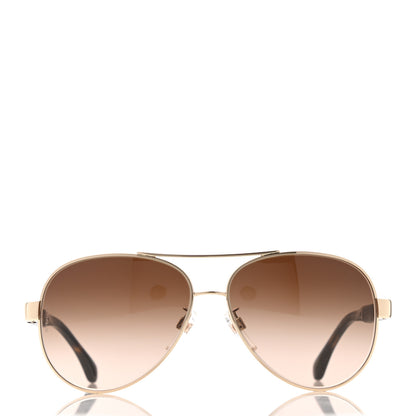 Chanel Lambskin Quilted CC Aviator Sunglasses 4195-Q Brown Gold 2 of 8