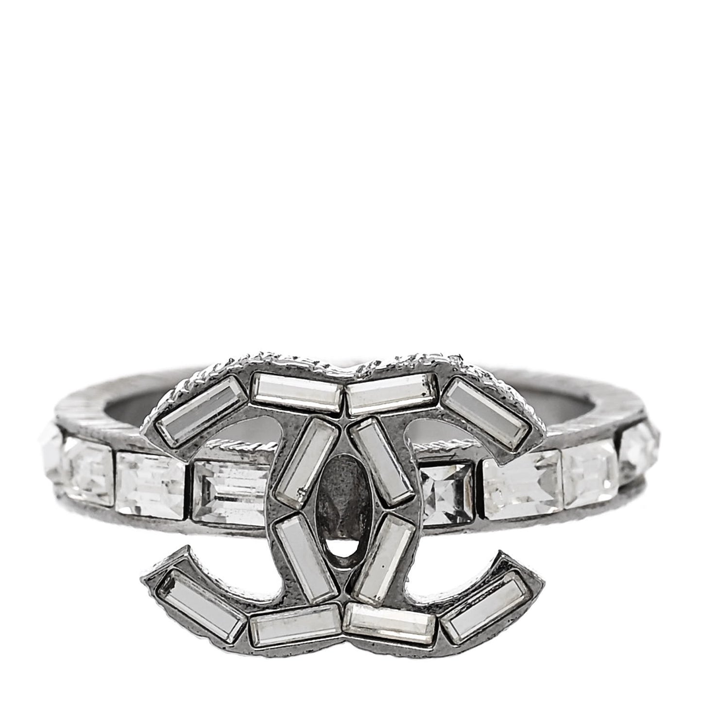 Crystal Baguette CC Ring 52 6 Silver