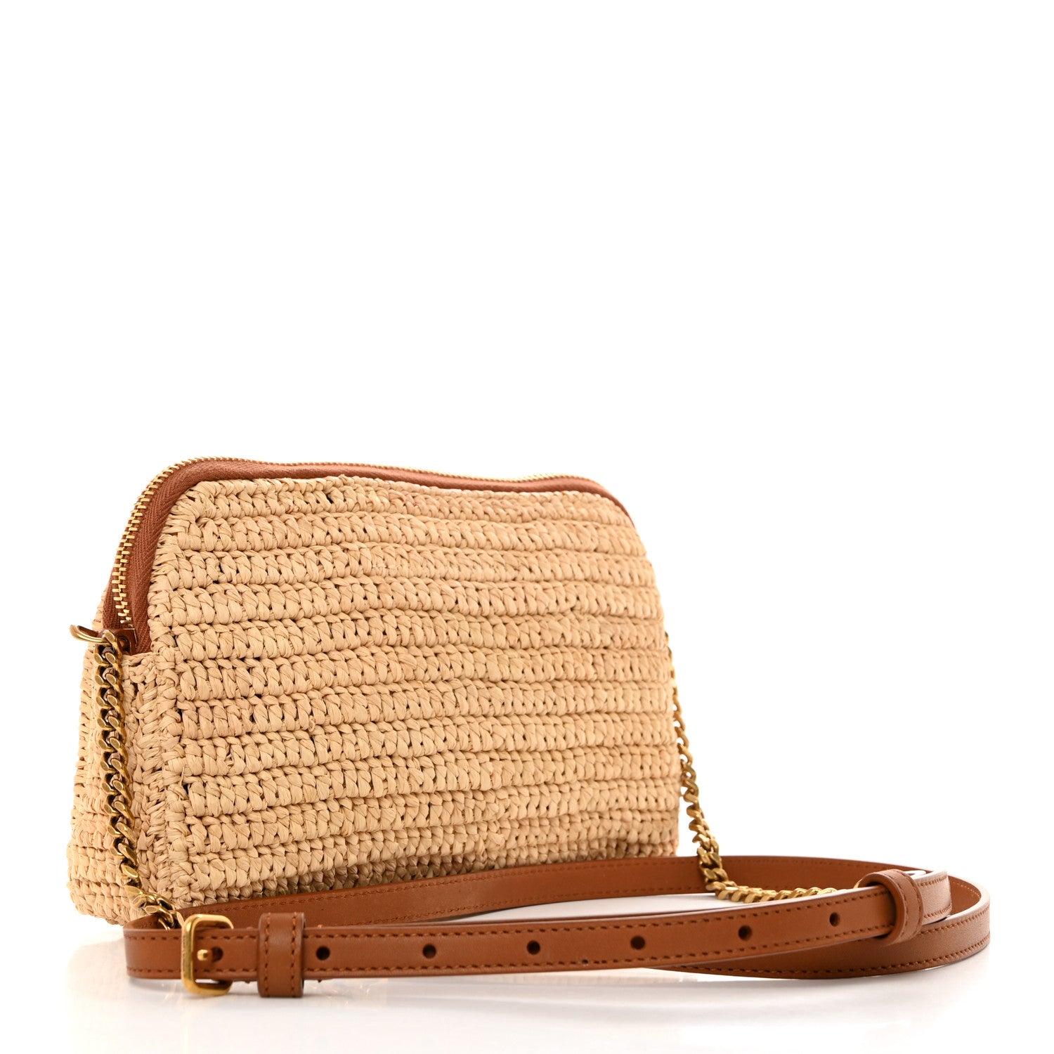 Saint Laurent Raffia Calfskin Gaby Crossbody Bag Natural Brick 3 of 10