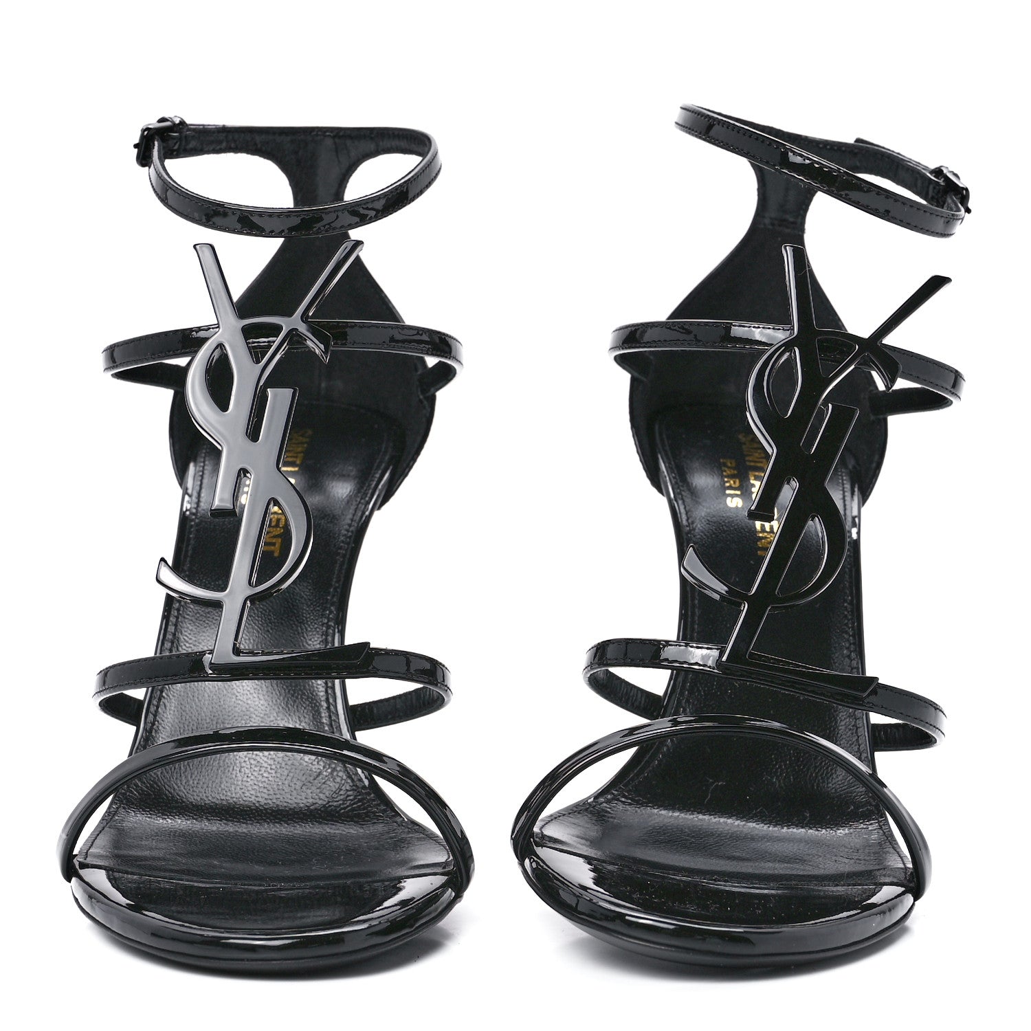 Saint Laurent Calfskin Cassandra 100 Ankle Strap Sandals 37.5 Black 2 of 8