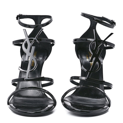 Saint Laurent Calfskin Cassandra 100 Ankle Strap Sandals 37.5 Black 2 of 8