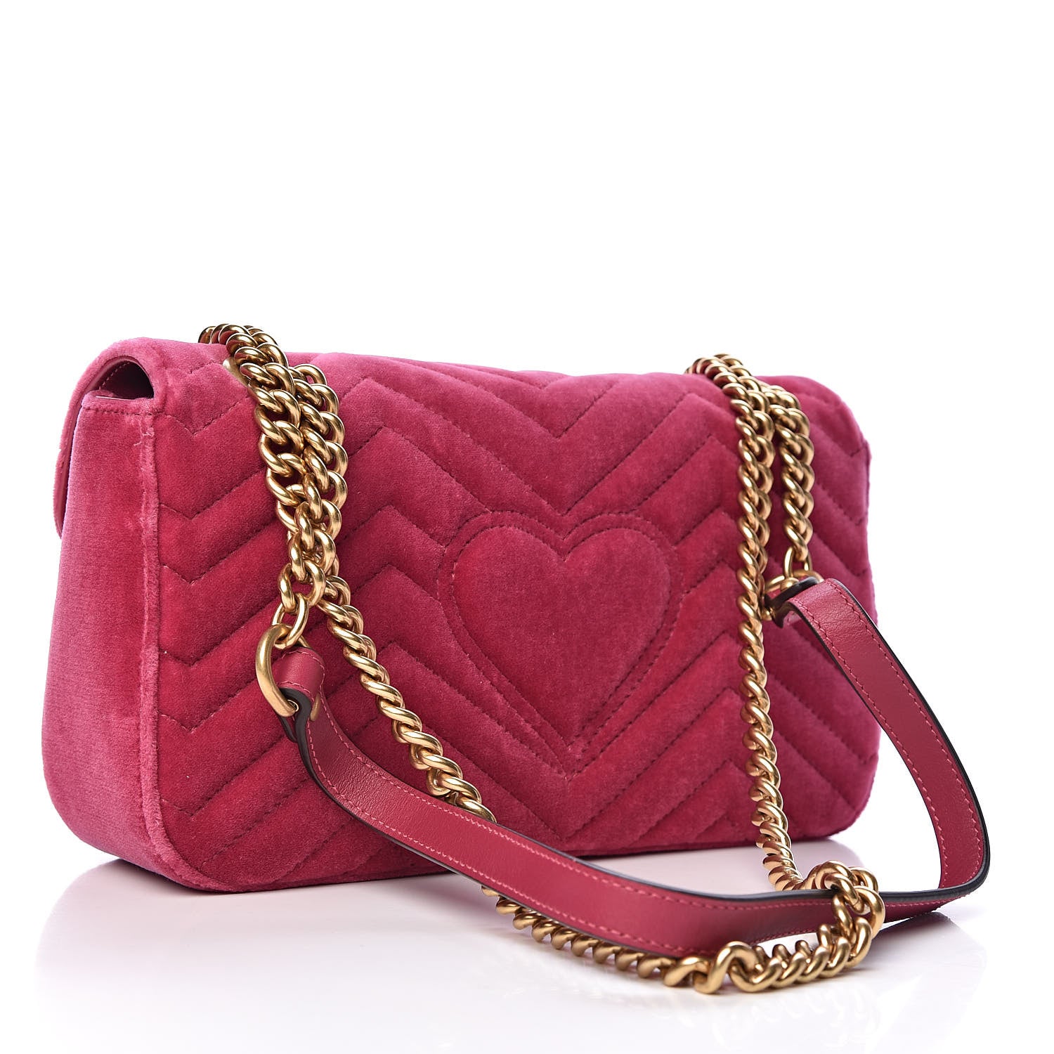 Gucci Velvet Matelasse Small GG Marmont Shoulder Bag Light Raspberry Rose 3 of 10