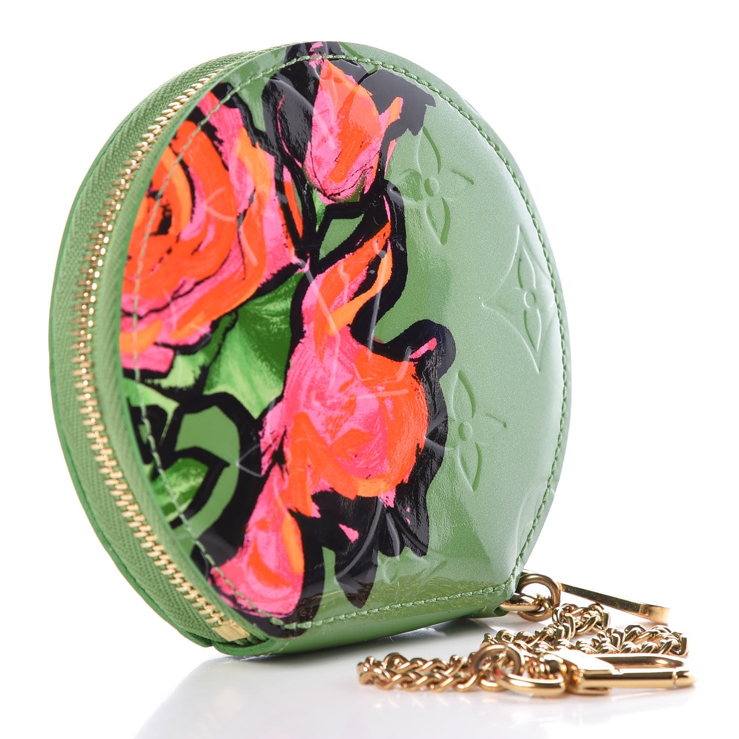 Louis Vuitton Vernis Roses Chapeau Coin Purse Vert Tonic 3 of 7