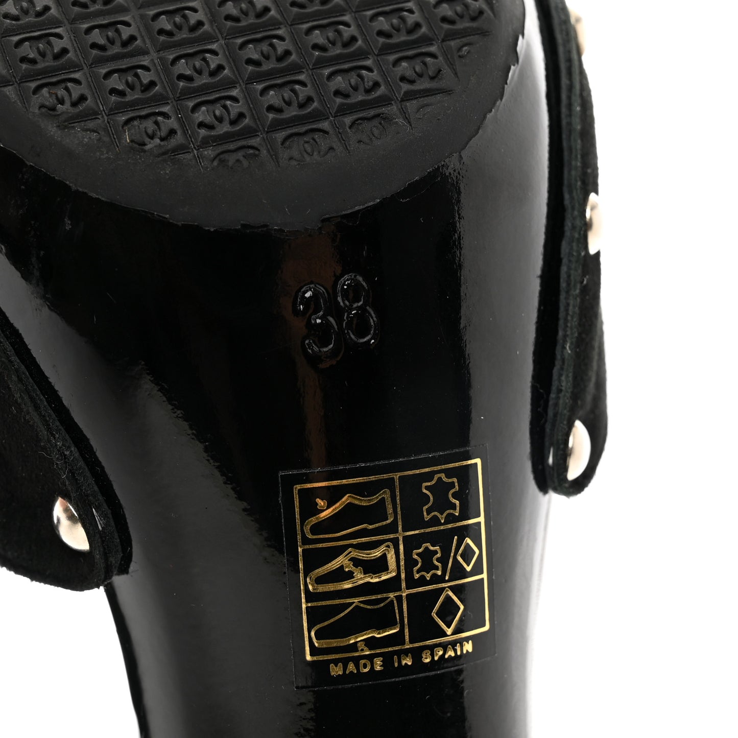 Suede CC Buckle Clogs 38 Black