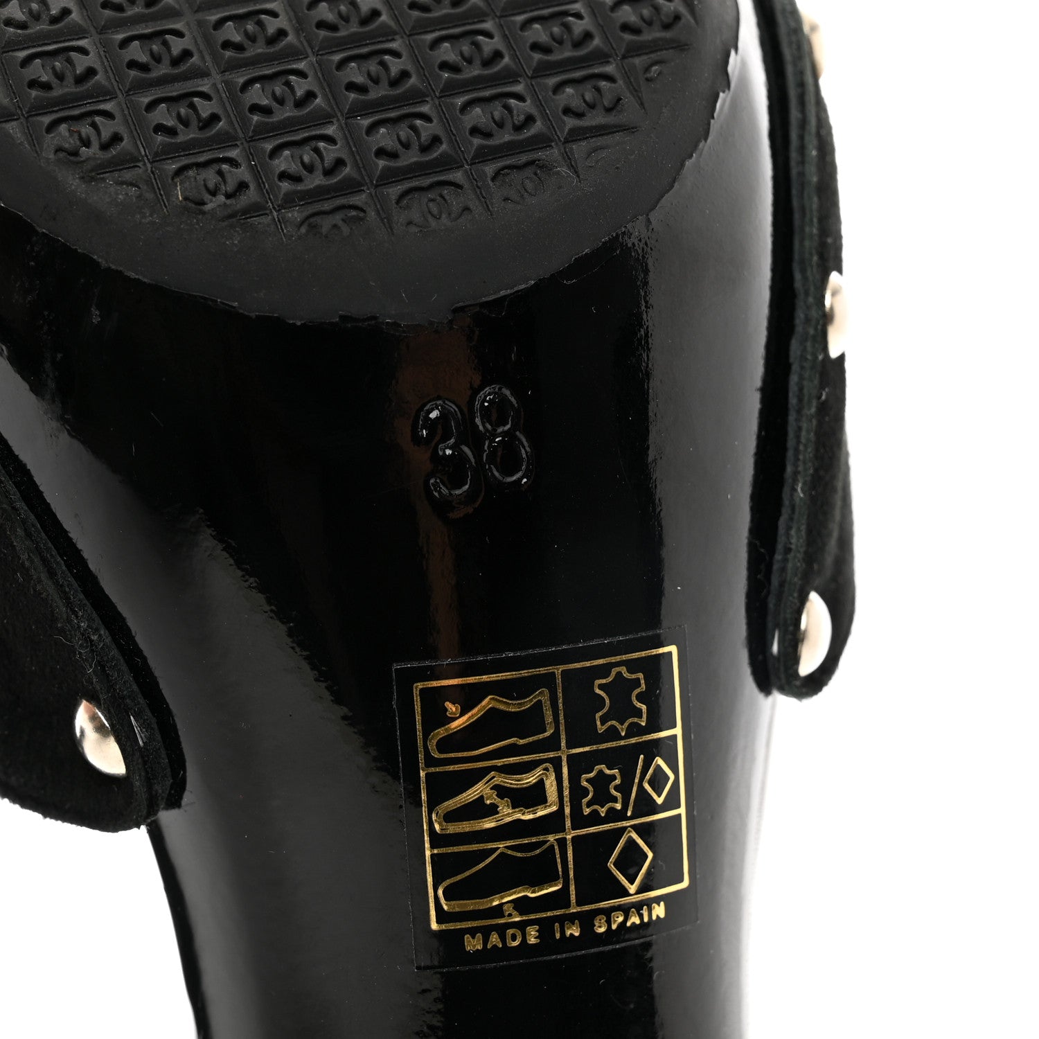 Chanel Suede CC Buckle Clogs 38 Black 6 of 7