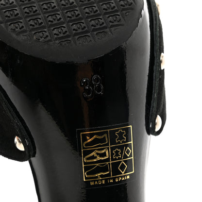 Chanel Suede CC Buckle Clogs 38 Black 6 of 7