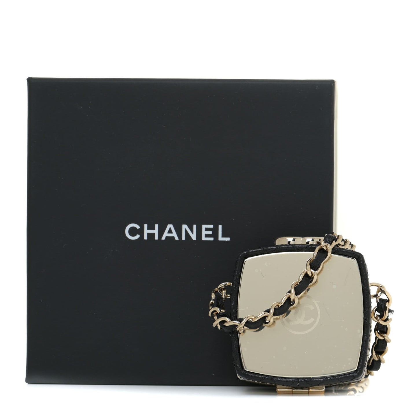 Lambskin Quilted Small Beauty Box Clutch With Chain Black