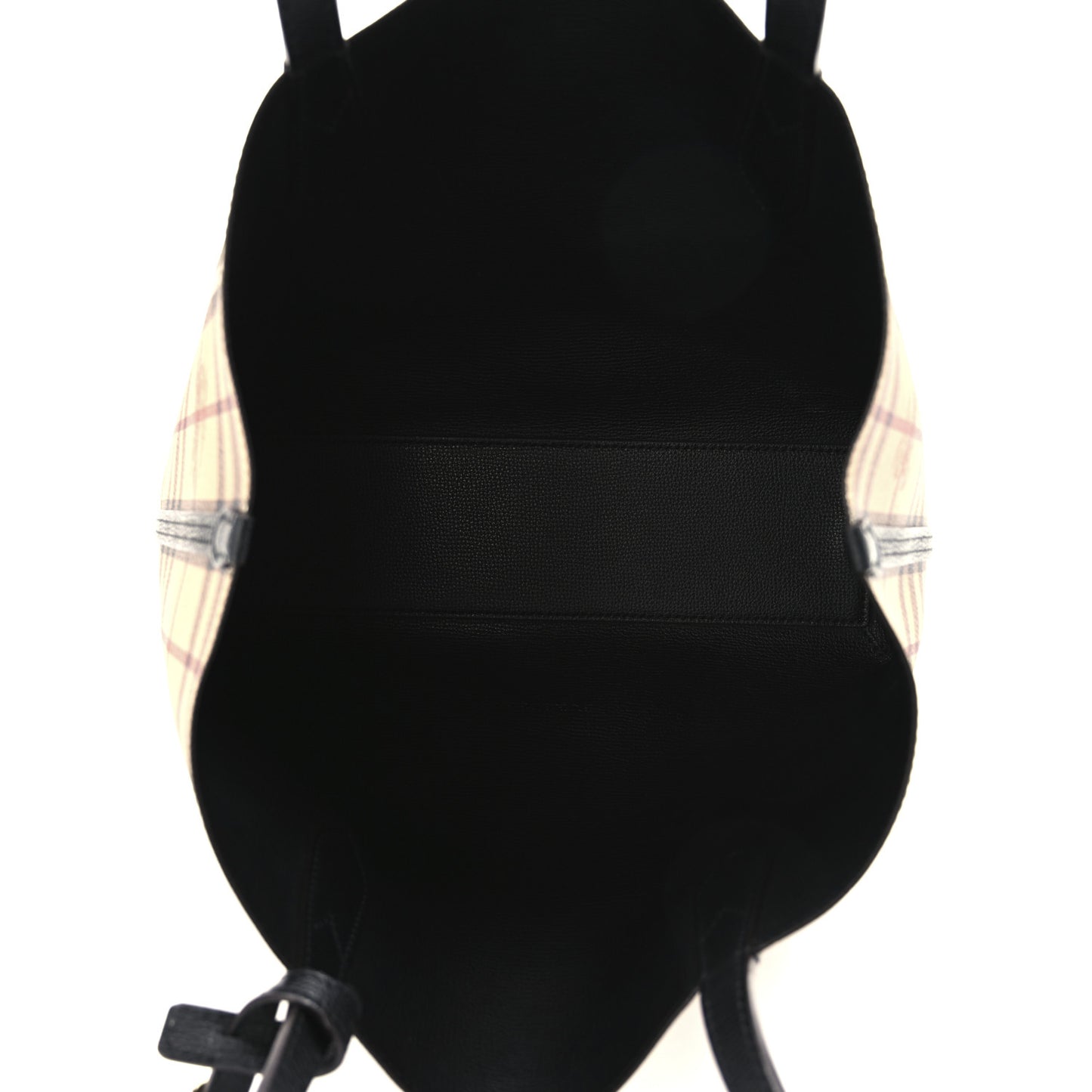 Grainy Calfskin Haymarket Check Medium Reversible Tote Black