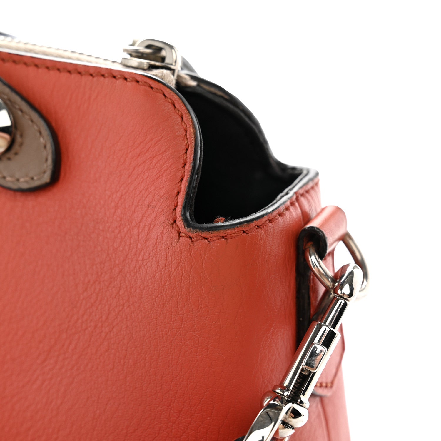 Fendi Vitello Dolce 4 Color Medium By The Way Boston Bag Pimento Black Multicolor 12 of 13