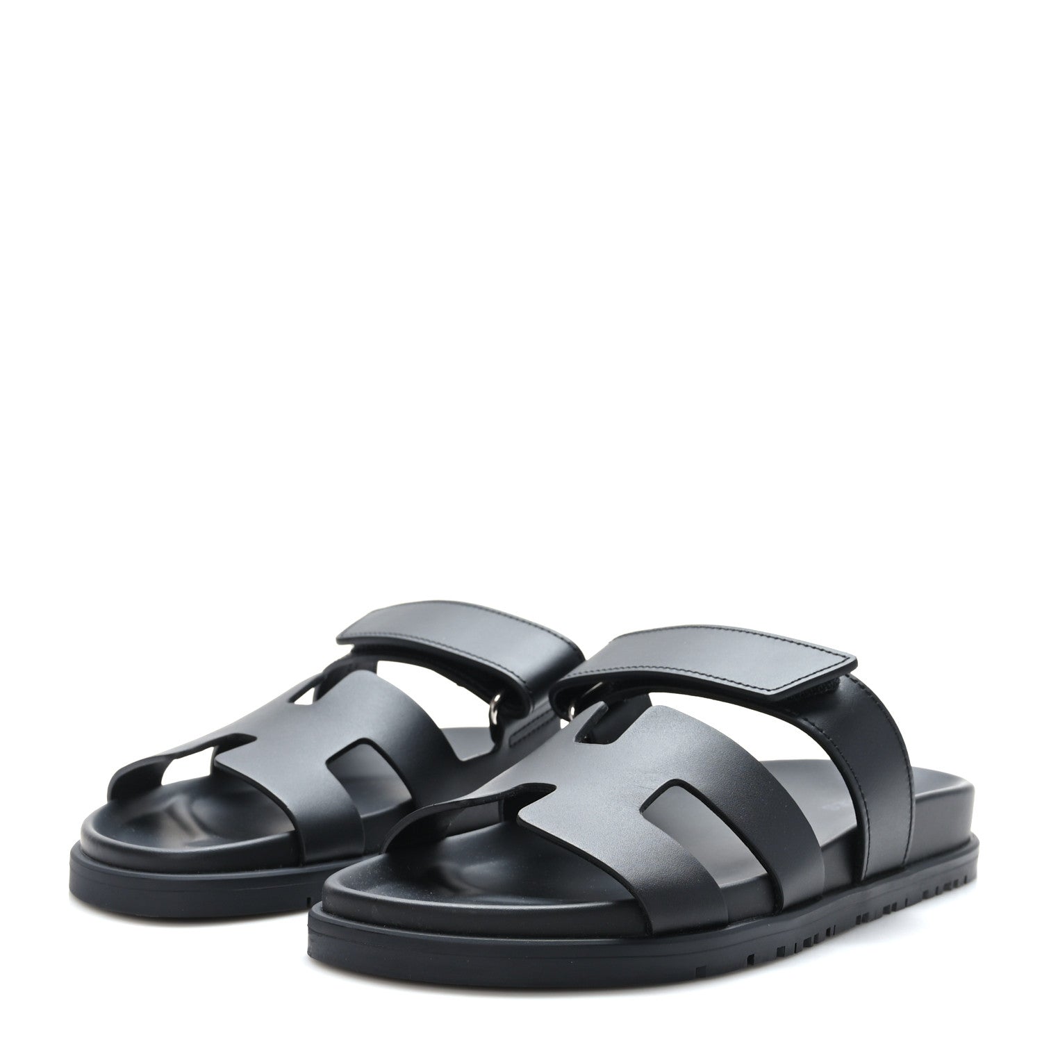 Hermes Calfskin Womens Chypre Sandals 36.5 Black 3 of 9