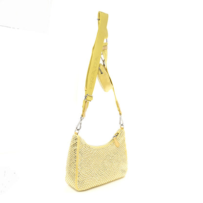 Prada Satin Crystal Re-Edition 2005 Shoulder Bag Ananas 3 of 9
