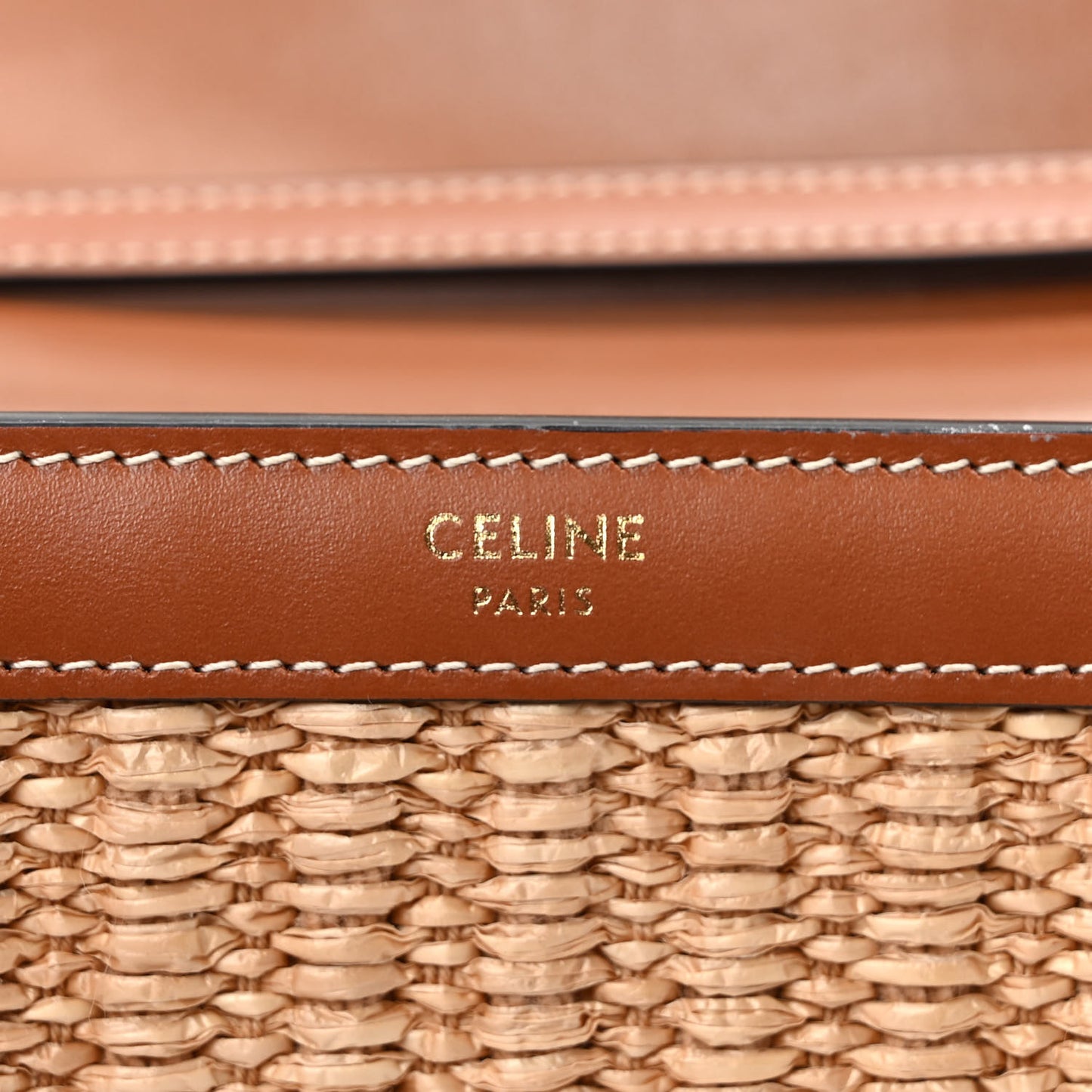 Raffia Calfskin Triomphe Wallet on Strap Natural Tan