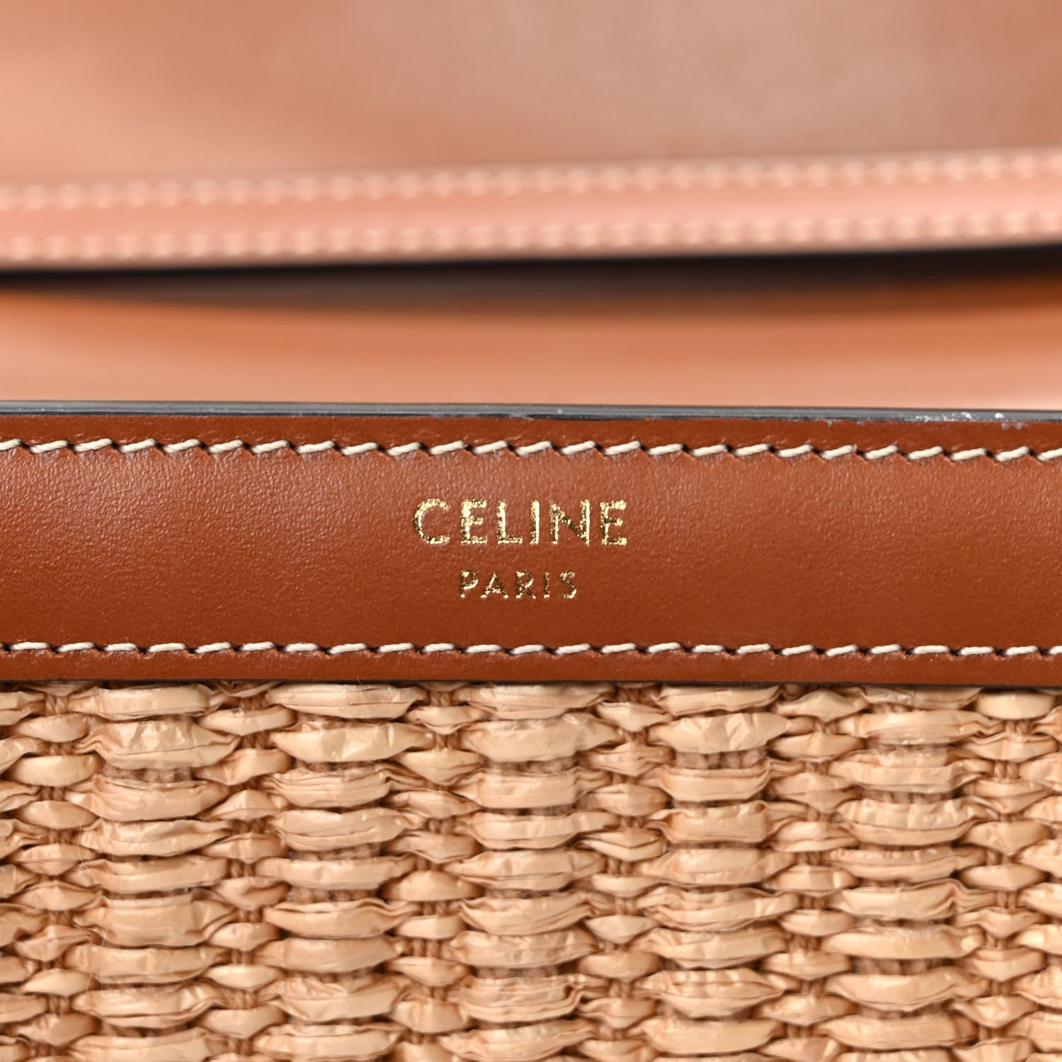 Celine Raffia Calfskin Triomphe Wallet on Strap Natural Tan 5 of 9