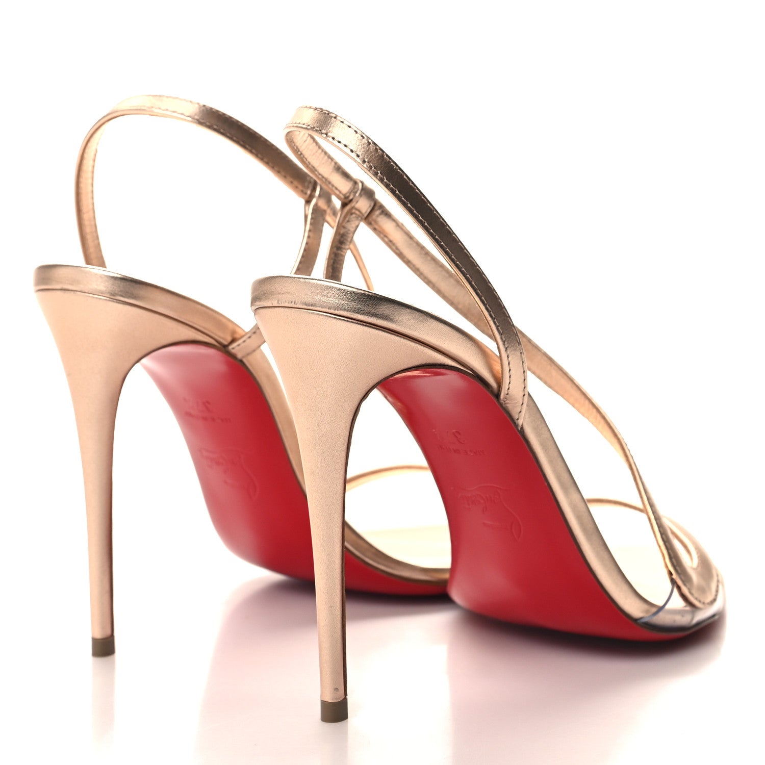 Christian Louboutin Kid Laminato Satin PVC Rosalie 100 Sandals 37.5 Leche 4 of 9